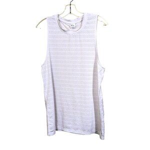 Zyia Active Womens Large White Perforated Athletic Tank Top Sleeveless High Neck